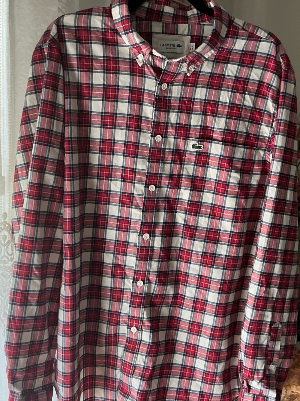 Lacoste Regular Fit Plaid Flannel Shirt Men's Medium